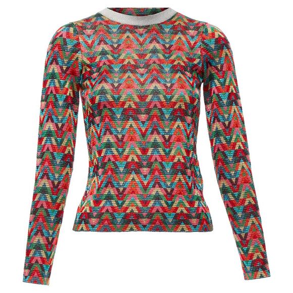 VALENTINO Sweaters - Valentino optical vlog colorful lurex collar long sleeve sweater
